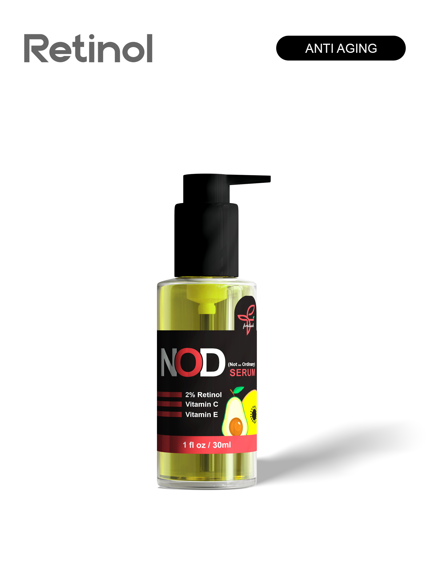 NOD-Retinol serum that renews skins used on face by femilush skincare